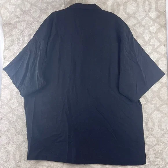Tommy Bahama Mens XL Black 100% Silk Short Sleeve Camp Shirt T31166 Textured - Picture 2 of 9